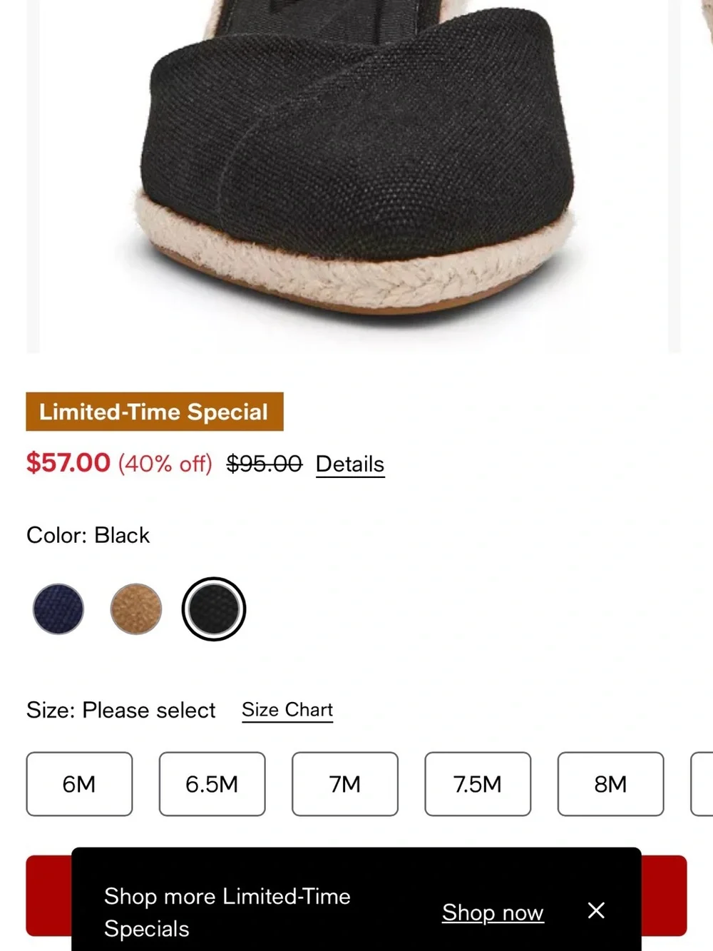 Anne Klein Black and Natural Espadrille Wedge Sandals